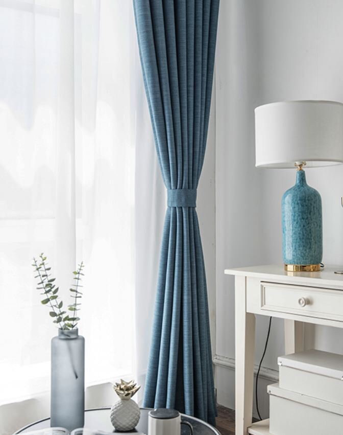 Cortinas Traslúcidas De Lino Azul Marino - 52 X 90 Pulgadas, Lavables, Para Dormitorio O Salón
