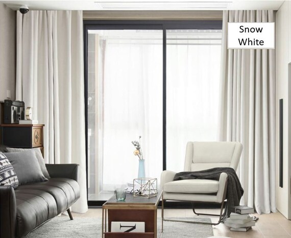 Snow White Curtains With Self Blackout White Blackout Curtain Etsy