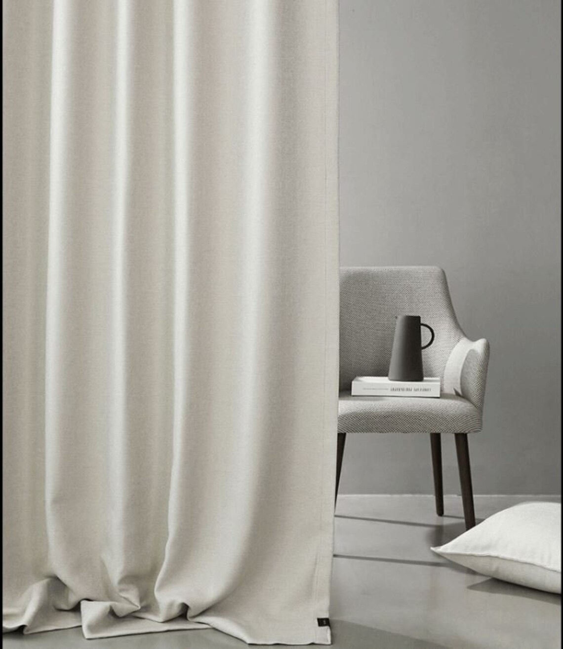 Pearl White Chenille Curtains with Blackout weave heavy Etsy