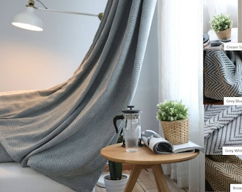Pair or Chevron Curtains, Weaved on Both Sides, Heavy opaque 75% blackout rate, Custom Curtains, Extra Long Wide