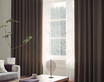 Dunkelbraune Vorhang Paneele, Fenstervorhänge, Leinenvorhänge, benutzerdefinierte Gardinen, benutzerdefinierte drapieren