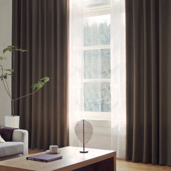 Dark Brown Curtain Panels, window curtain panels, linen curtains, custom curtains, custom drapes