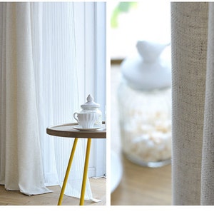 White Curtain Panels, White drapes, Custom Curtains, Off White Curtains, Cream White Linen Blend Heavy Weight, 50% Blackout, Extra Long image 8