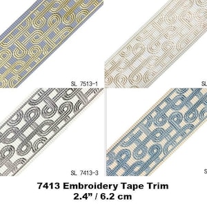 Decorative Fabric Trim for Curtains, Greek Key Upholstery Fabric Curtain Trim, upscale designer Curtain Trim Embodiary