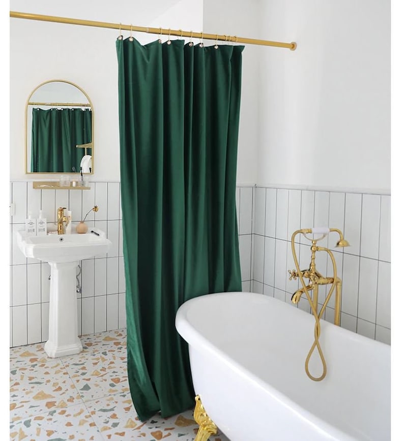 Velvet Shower Curtain Custom Made to Fit Waterproof Liner Etsy