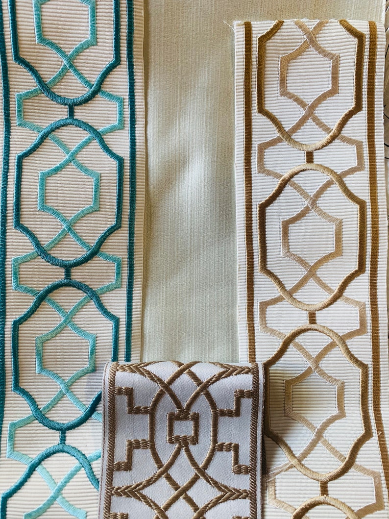 Curtains With Ribbon Trims Custom Draperies With Border Trim Etsy