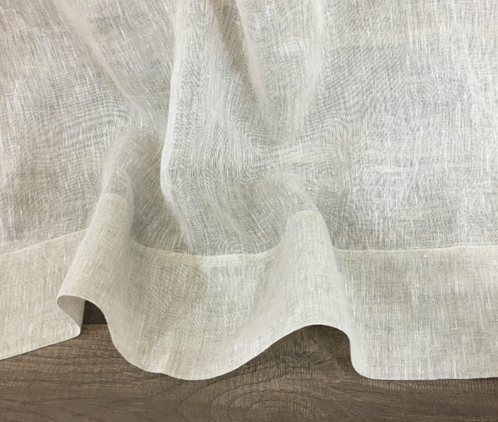 Sheer Curtains in Natural Linen, White Linen Sheer Curtain Panels