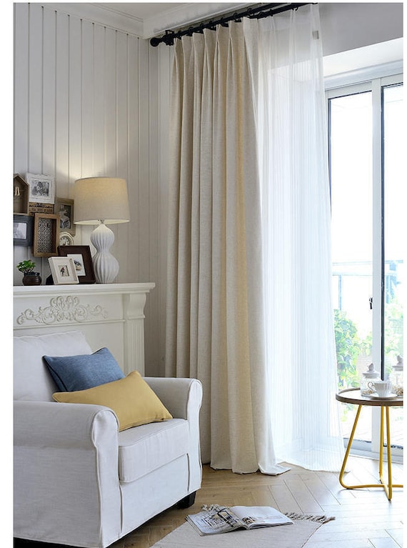 Pure Natura Linen Curtains White and Ivory color custom made as per selections 