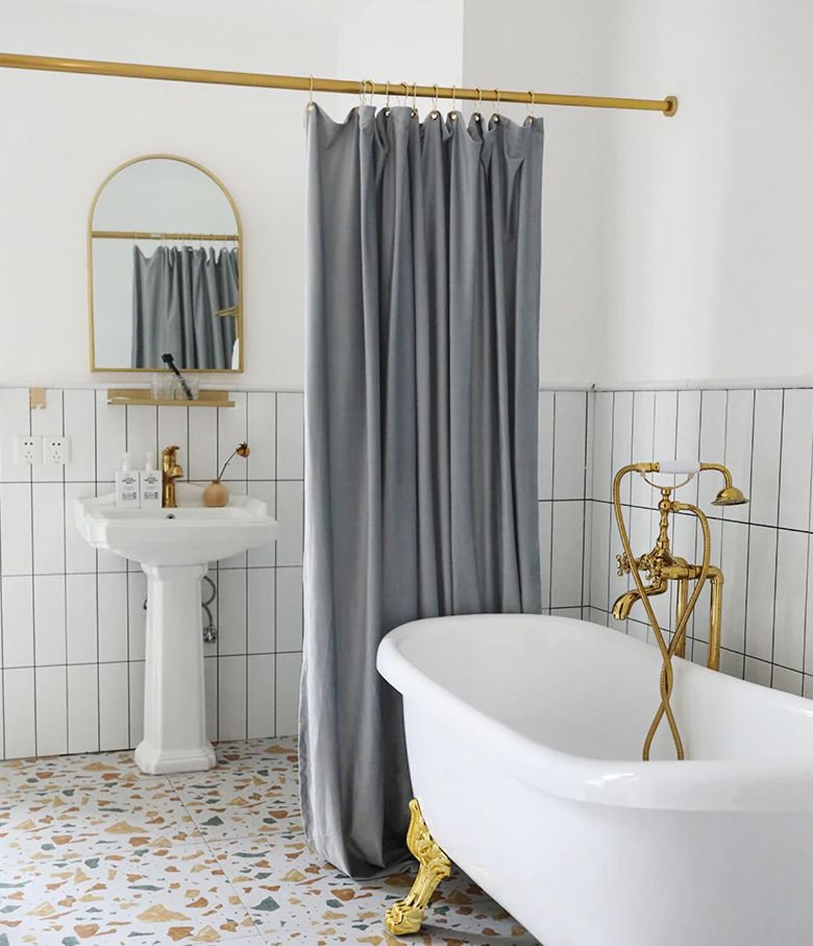 Velvet Shower Curtain Custom Made to Fit Waterproof Liner - Etsy