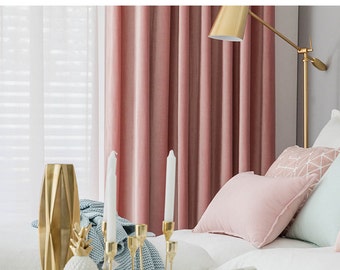 ベルベット ローズ ピンク カーテン ペア、ベルベットのダスティ