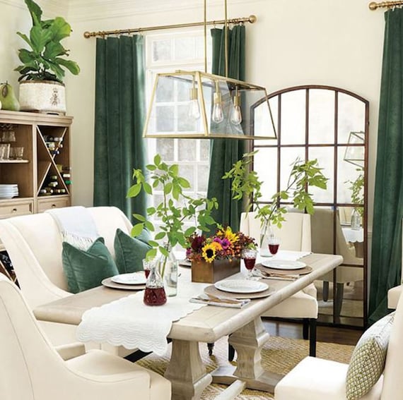 Pair Of Hunter Green Velvet Curtains Silky Velvet Curtains Etsy