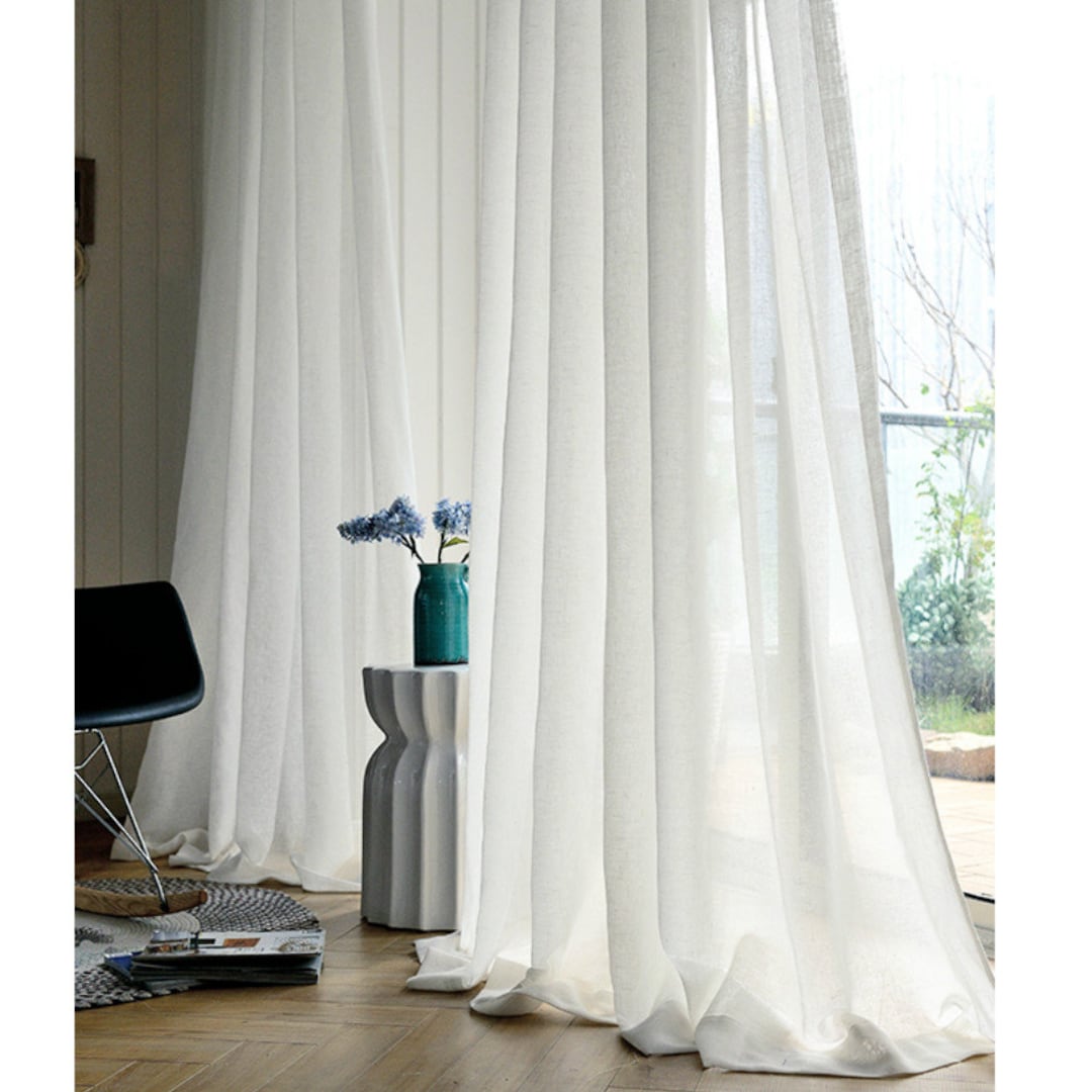 Cortinas Elegantes A Rayas Blancas, Cortinas Transparentes Para