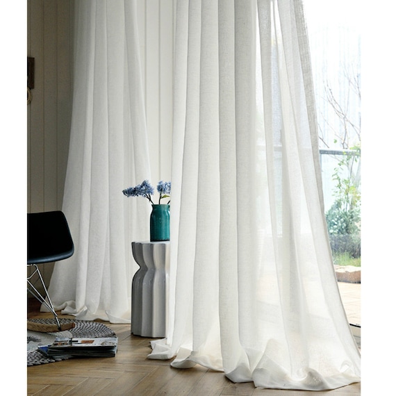 Cortinas traslúcidas de 72 pulgadas de largo, cortinas blancas  transparentes para dormitorio, sala de estar, ventana, cortinas blancas  transparentes