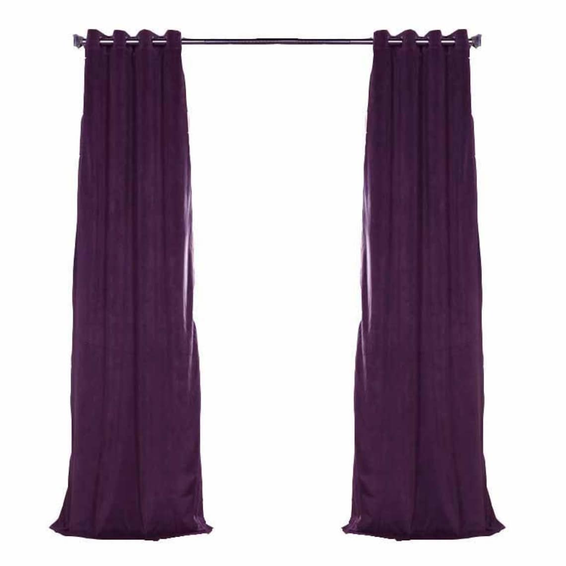 Pair of Purple Velvet Curtains Bedroom Velvet Curtains Etsy