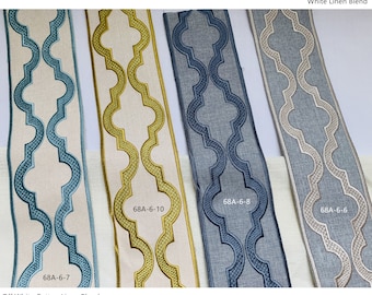 Decorative Fabric Trim for Curtains, Embroidery Decorative Trim, 3" wide, 8cm wide, 68A-6