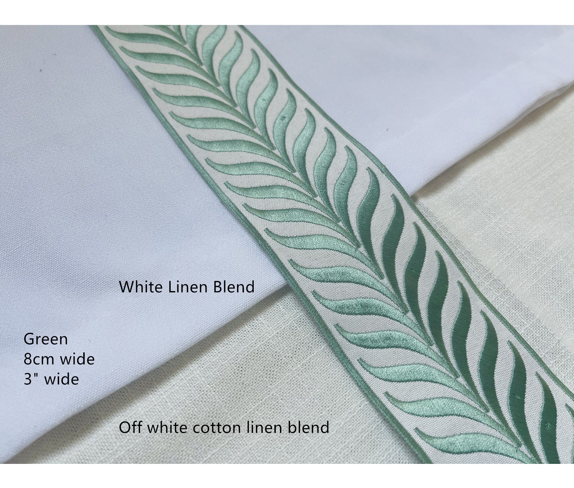 n*）様 Cording Embroidery Detail Cotton Ov Fabric Trim With Embroidery Thread, off White Cotton Blend