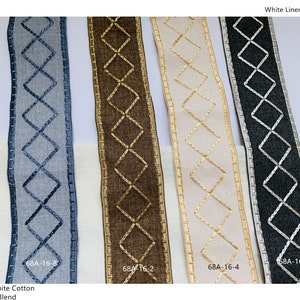 Decorative Fabric Trim for Curtains, Embroidery Decorative Trim, 2 3/4" wide, 7cm wide, 68A-16