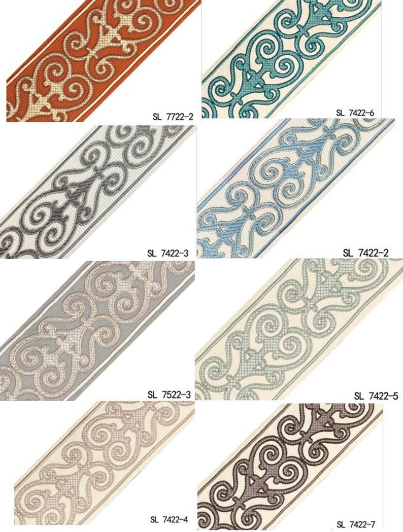 Decorative Fabric Trim for Curtains, Greek Key Upholstery Fabric Curtain Trim, upscale designer Curtain Trim Embodiary image 10