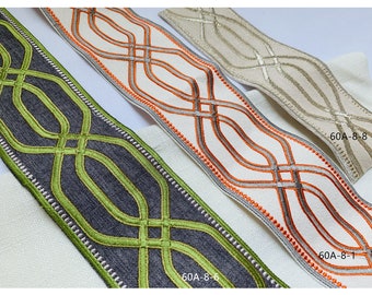 Decorative Fabric Trim for Curtains, Embroidery Fabric Curtain Trim, upscale designer Curtain Embroidery Trim, 3" wide, 60A-8