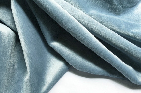 Pair Of Dusty Blue Velvet Curtains Bedroom Velvet Curtains Etsy