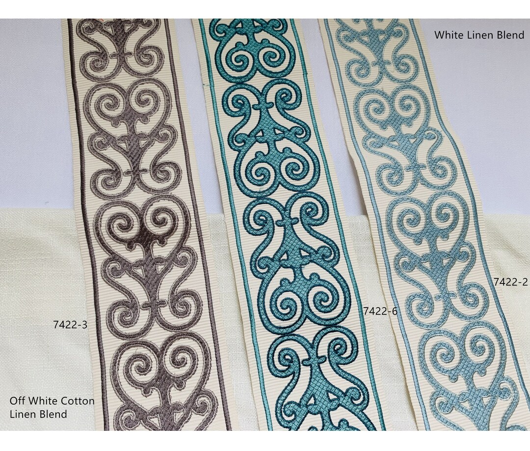 Embroidery Fabric Trim, Black, White, Grey, Upscale Fabric Curtain