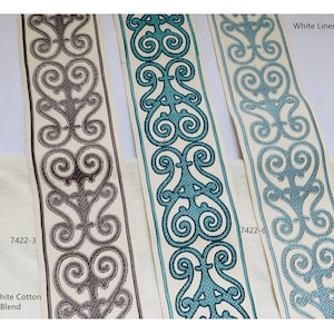 Embroidery Fabric Trim, Black, White, Grey, Upscale Fabric Curtain Border, 7522,7422