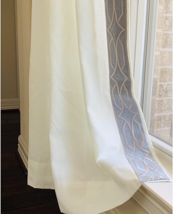 Curtains With Ribbon Trims, Custom Draperies With Border Trim