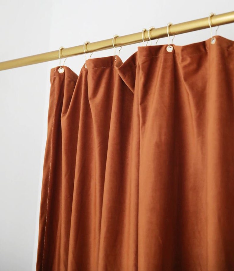 Velvet Shower Curtain Custom Made to Fit Waterproof Liner Etsy