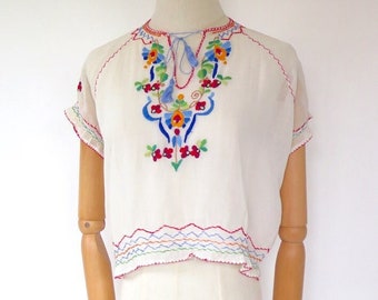 1930s Hungarian Embroidered Peasant Blouse Xs New Spring - Etsy