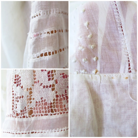 Antique 1910s Edwardian French White Cotton Lace … - image 10