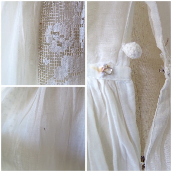 Antique 1910s Edwardian French White Cotton Lace … - image 8