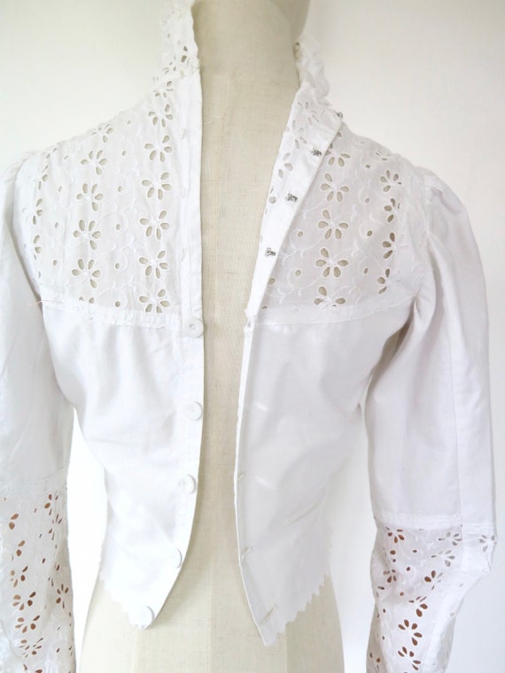 Antique 1900s 1910s Victorian White Embroidered C… - image 5