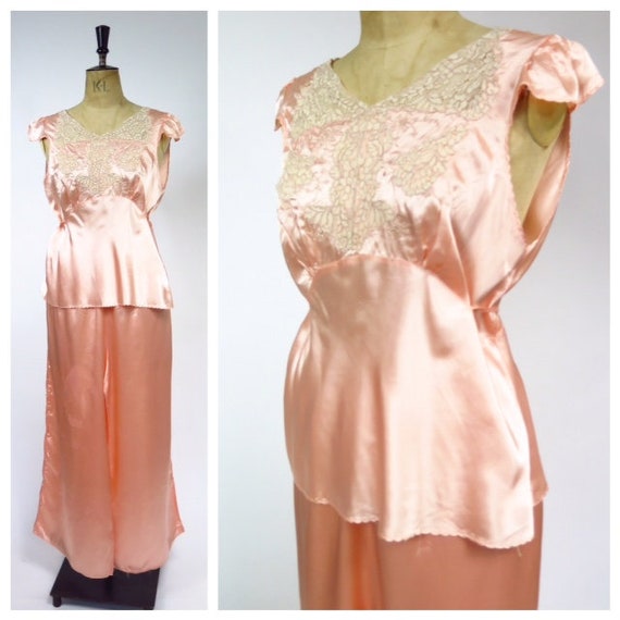 Vintage Deco 1930s 2 Piece Pyjamas Loungewear