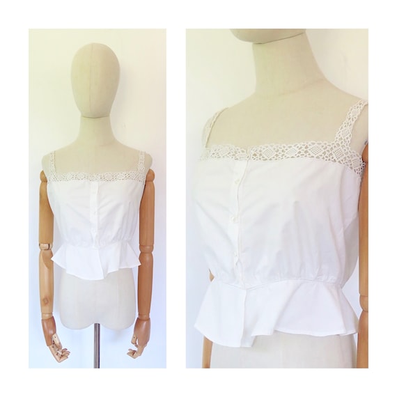 Antique 1900s 1910s French Edwardian Crocheted Lace White Cotton 