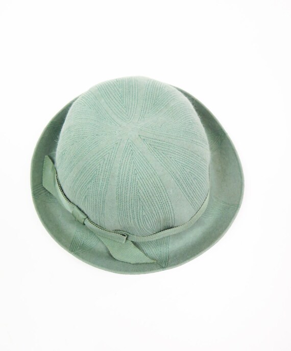 Original Vintage 1940s Dusky Mint Green Felt Hat