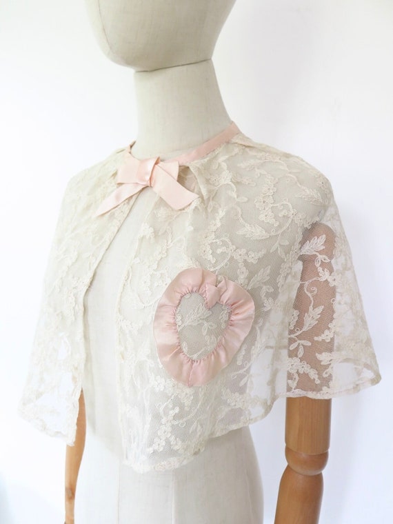 Antique 1910s Edwardian Early 1920s Deco Tambour Tulle Cream Lace 