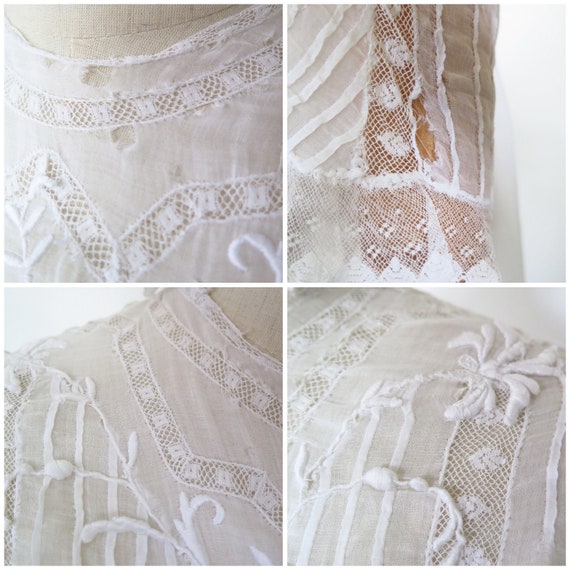 Antique 1910s Edwardian English White Cotton Lace… - image 10