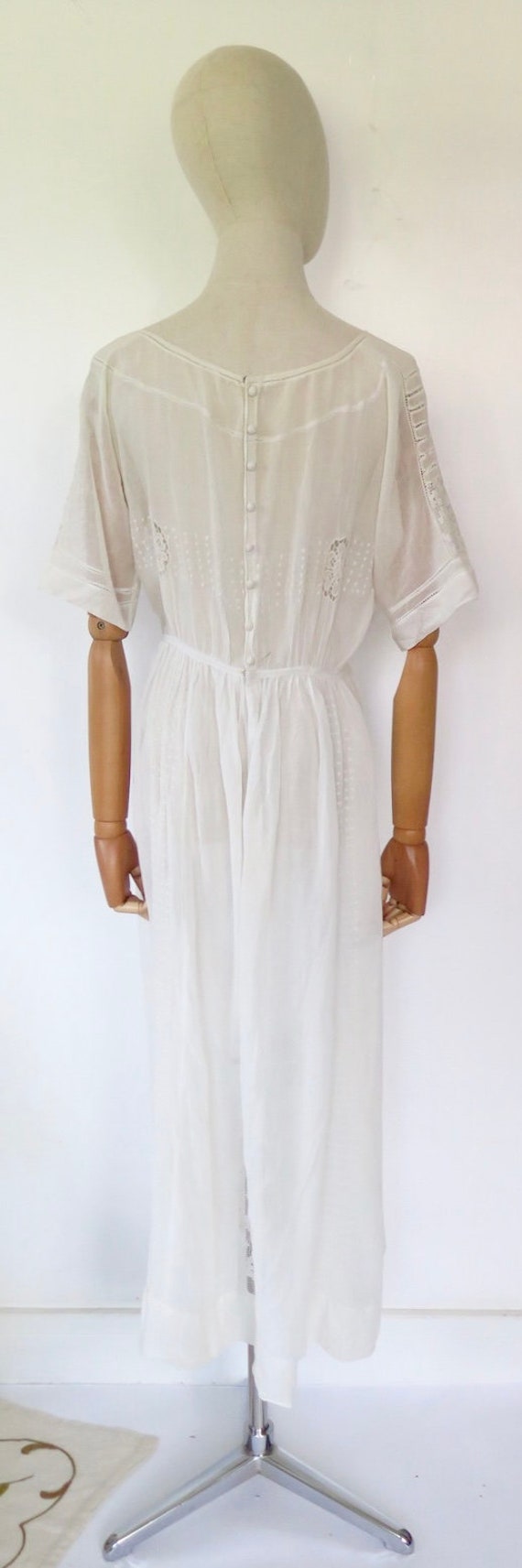 Antique 1910s Edwardian French White Cotton Lace … - image 4