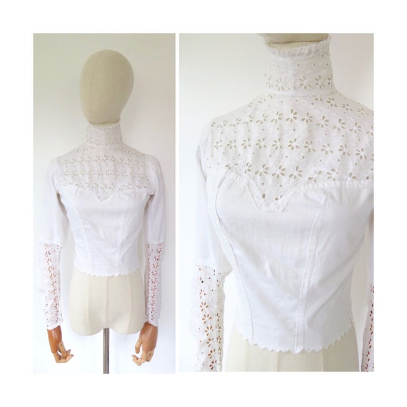Antique 1900s 1910s Victorian White Embroidered C… - image 1