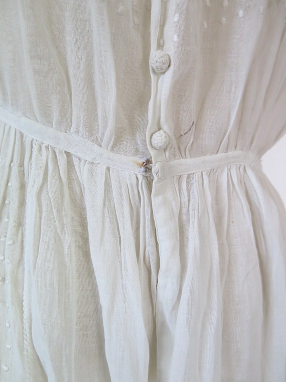 Antique 1910s Edwardian French White Cotton Lace … - image 7