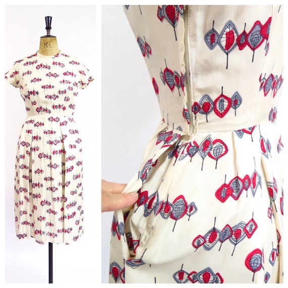1950s Novelty Print Dress With Pockets