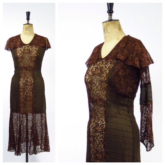 1920s 2 Piece Lace Evening Dress