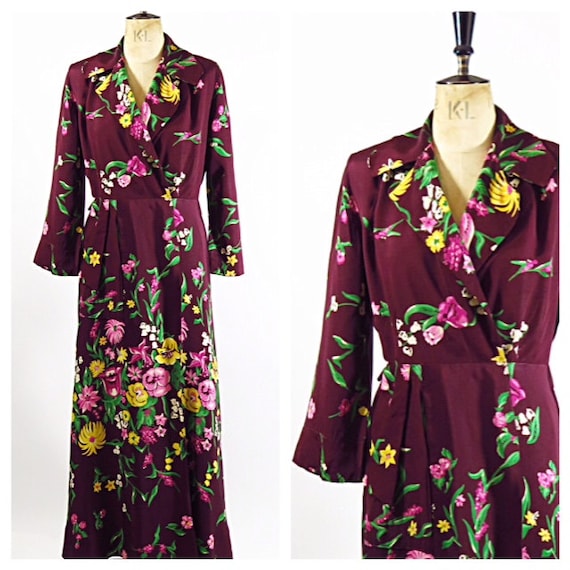 1940s Rayon Floral Robe / Dressing Gown