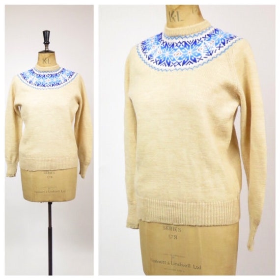 Original Vintage 1970s Does The 40s Hand Knitted W