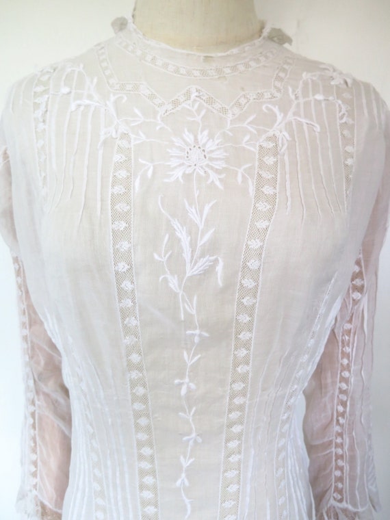 Antique 1910s Edwardian English White Cotton Lace… - image 6