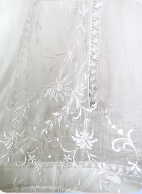 Antique 1910s Edwardian English White Cotton Lace… - image 7