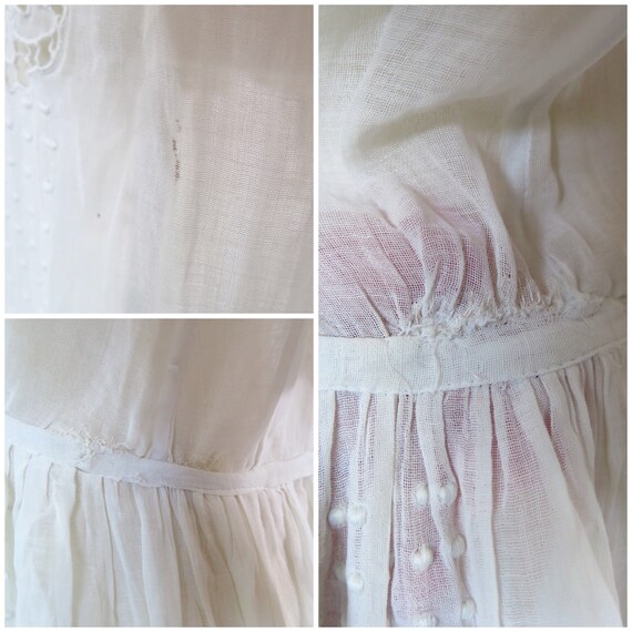Antique 1910s Edwardian French White Cotton Lace … - image 9