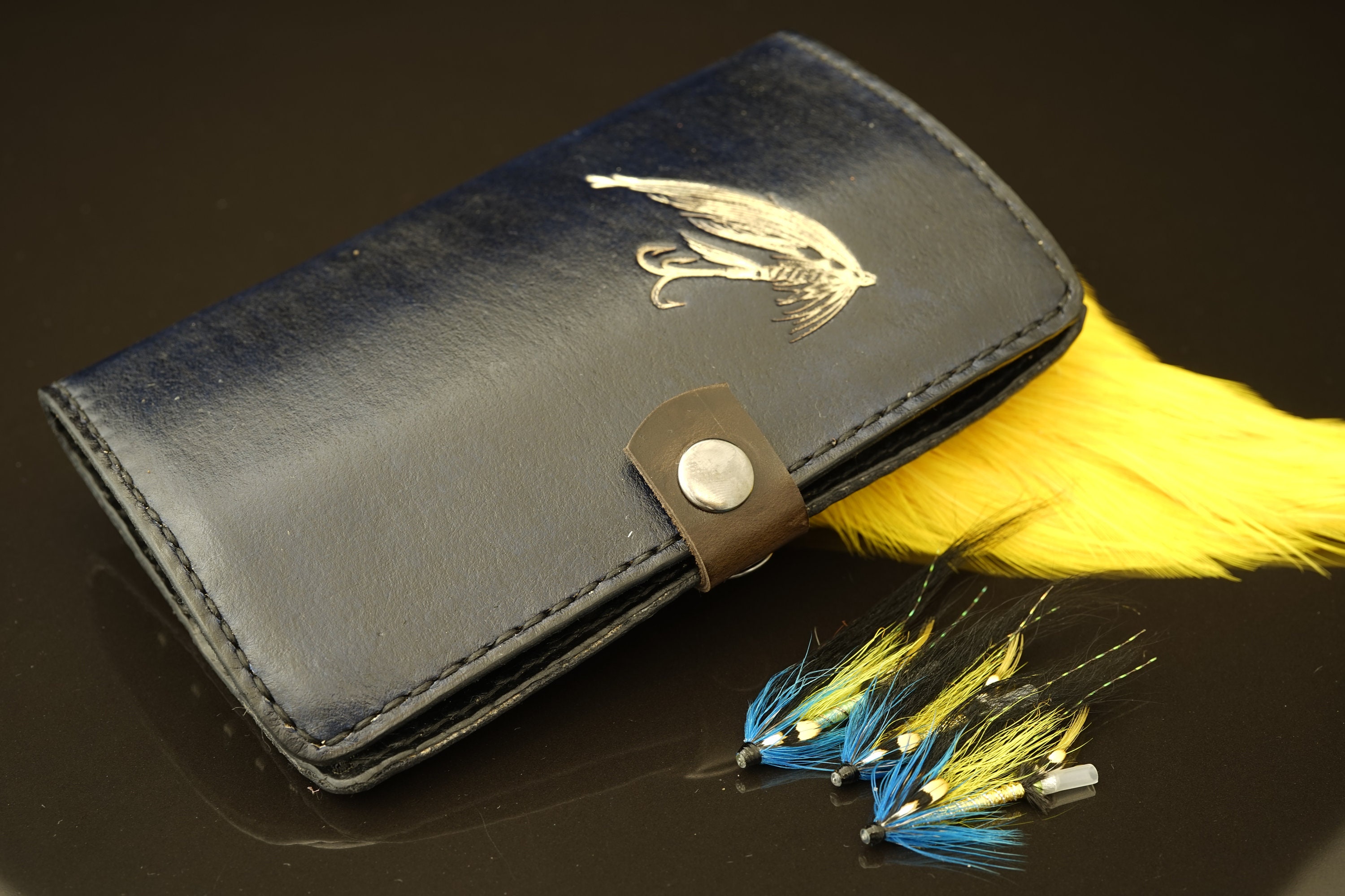 Handmade Original Fly Wallet for Tube Flies. Royal Blue Leather and Fly in  Gold. Medium Size -  Canada