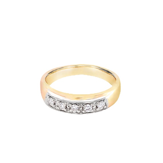 14kt Yellow Gold Band with 5 Diamonds