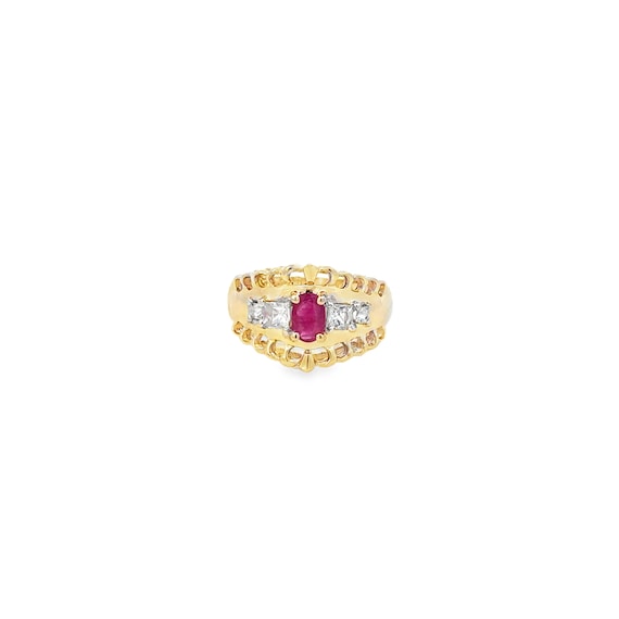 14kt yellow solid gold ruby ring estate - image 5